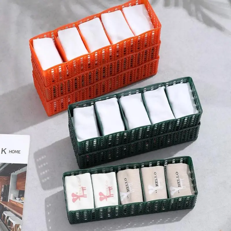 

5 Grids Storage Basket Wardrobe Organizer For Ties Socks Underwear Container Household Supplies