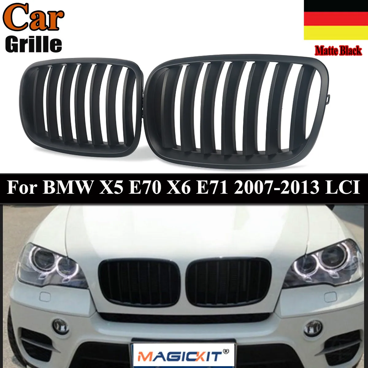 

Решетка радиатора MagicKit матовая черная для BMW E70 X5 E71 X6 2007-13, 2 шт.