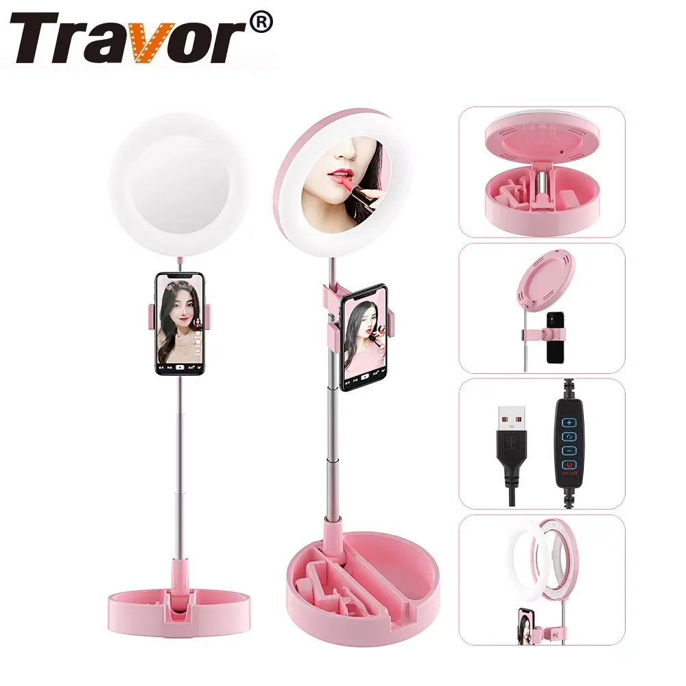 

ring lamp 6 inch wiht makeup mirror monopod holder dimmable selfie ring light for photograohy lighting ringlight