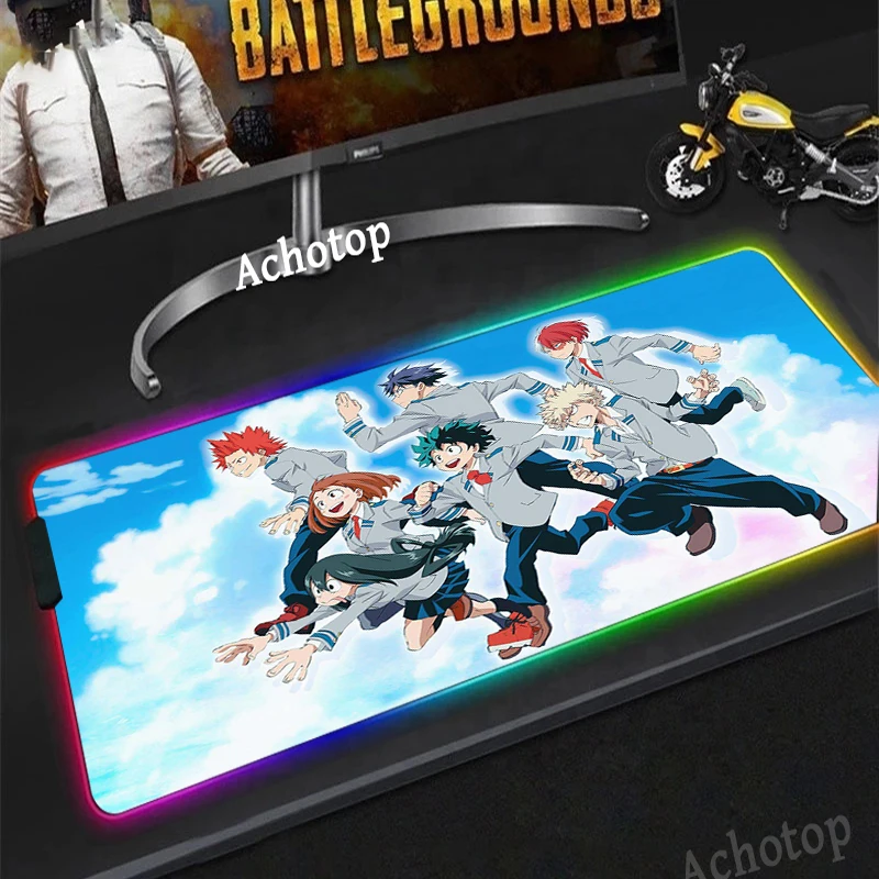 

RGB My Hero Academia Large Mousepad Anime Gamer Gaming Mousepad Computer Accessories Big Keyboard Laptop Padmouse Speed Desk Mat