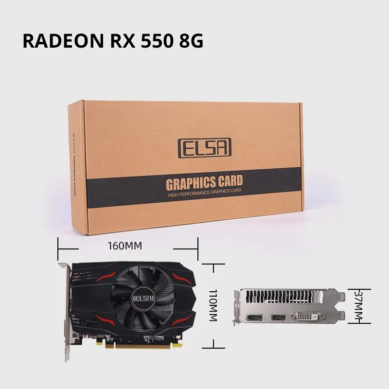 ELSA Full New Graphics Card AMD GPU Radeon RX 550 4G GDDR5 128Bit 14nm Computer PC Gaming Video Cards images - 6