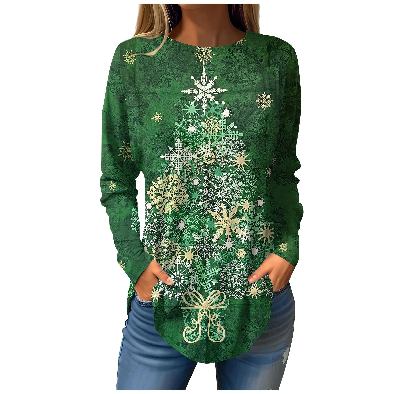 

Long T Shirt Merry Christmas 3d Print Long Sleeve Pullovers Women Fashion Snowflake Graphic T Shirts Tunics Gifts Clothing