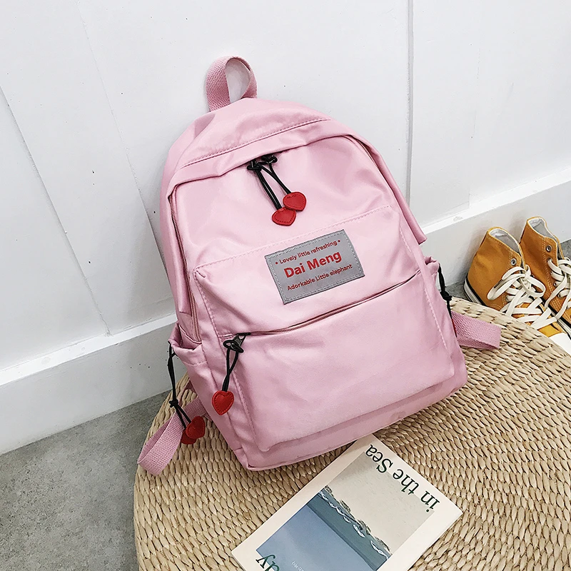 

New Solid Color Backpack 45 Liters Large Capacity Trend Brand Cute Lady Portable Waterproof Nylon Cloth Simple Design Backpack