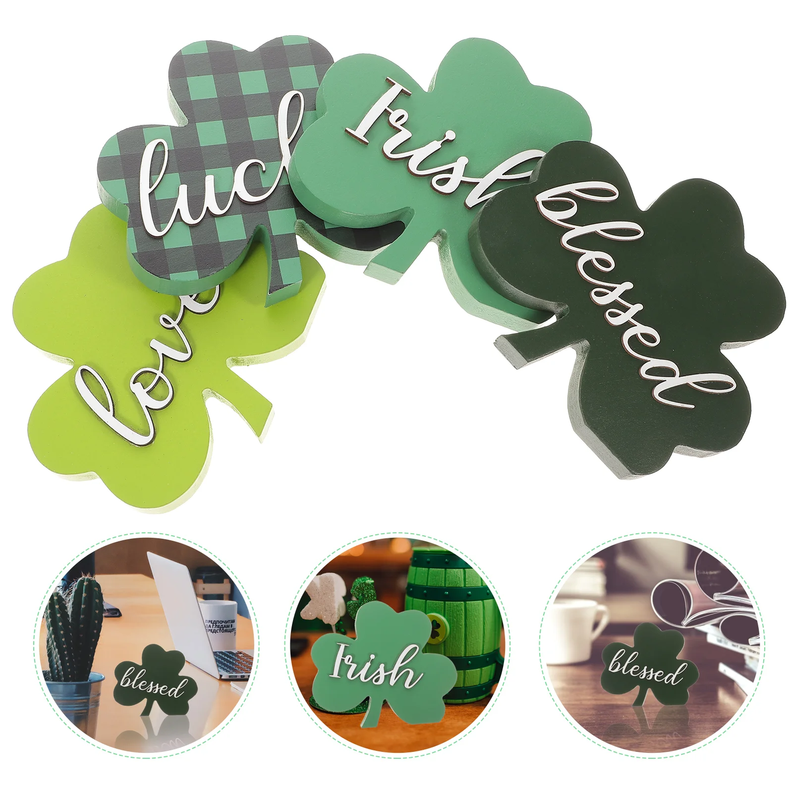 

4Pcs Patrick Wood Sign Wood Letter Sign St Patrick Decor St Patrick Ornament Table Wood Sign Wood Sign