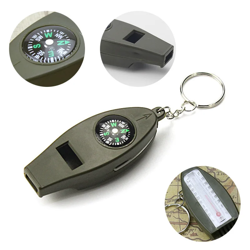 

Multifunctional 4 In1 Compass Thermometer Whistle Magnifier EDC Tools for Traveling Camping Hiking Gear Climbing Outdoor Sports