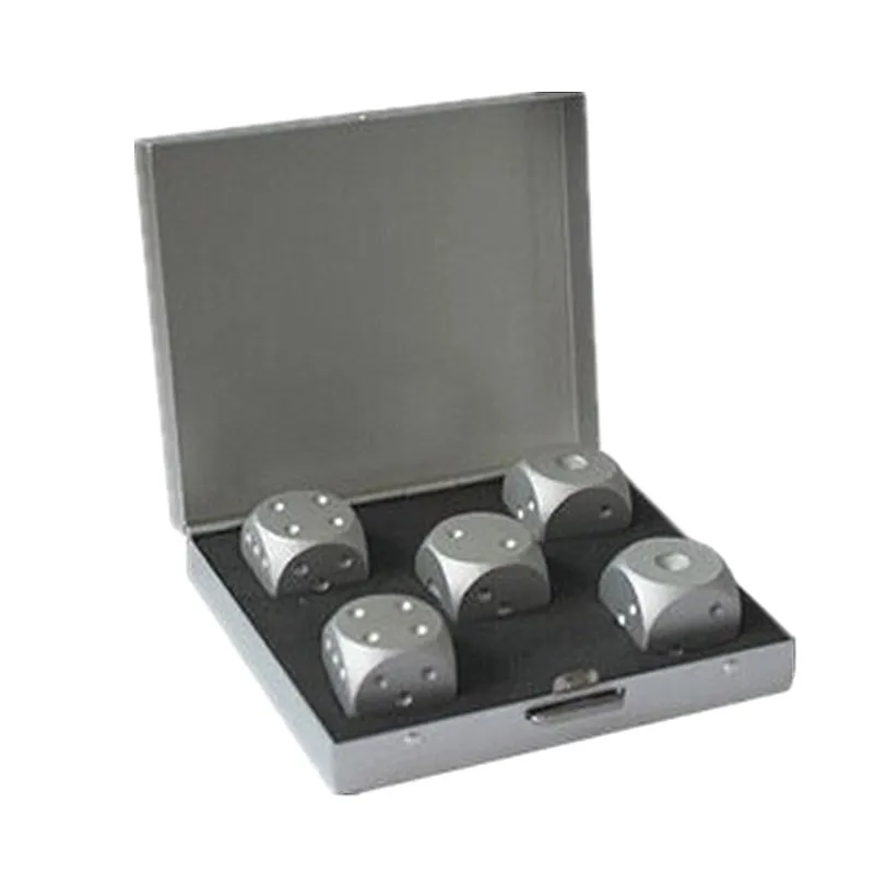 

New Pure Gold Color Dices Aluminium Alloy Dies Heavy Solid Metal Playing Copper Tool Game Camping Poker Dice Set With Case
