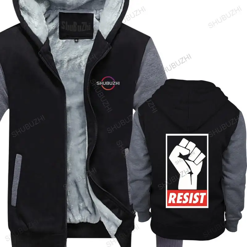 

Resist Fist Print Man Group thick hoody Cotton sweatshirt High Quality Male Custom Thanksgiving Day Trendy Street Wear warm coat