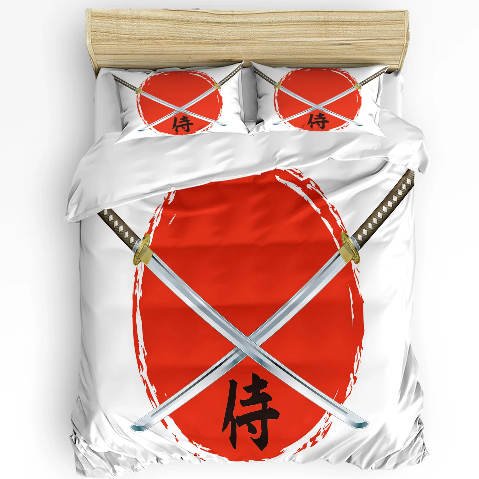 

Japan Samurai Sword Sun Printed Comfort Duvet Cover Pillow Case Home Textile Quilt Cover Boy Kid Teen Girl 3pcs Bedding Set