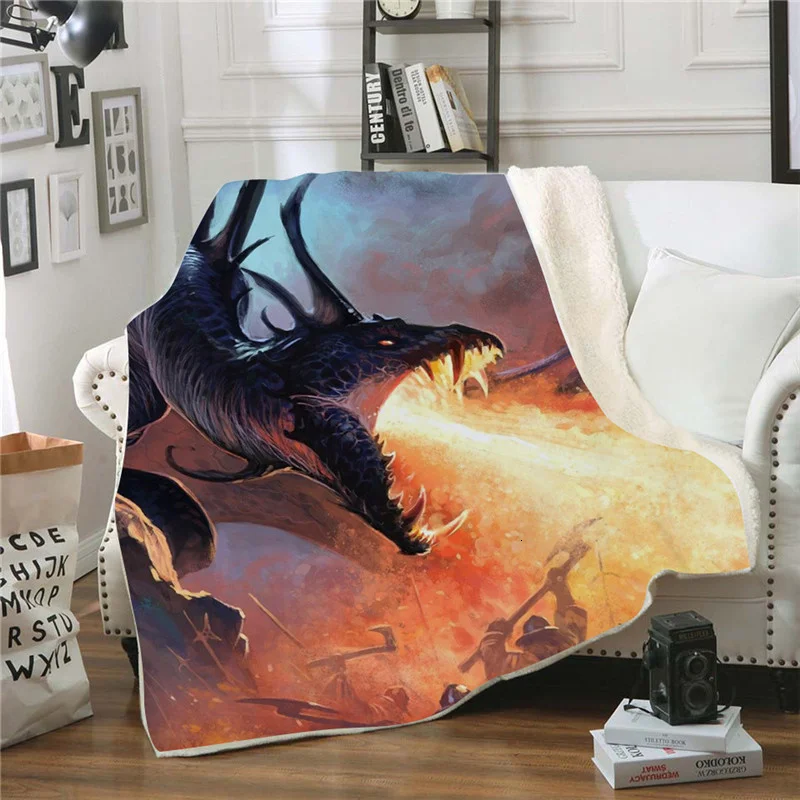 

Charizard Printed Rectangle Blanket Household Office Warm Fleece Nap Blanket Double-sided Thicken Winter Throw Blanket