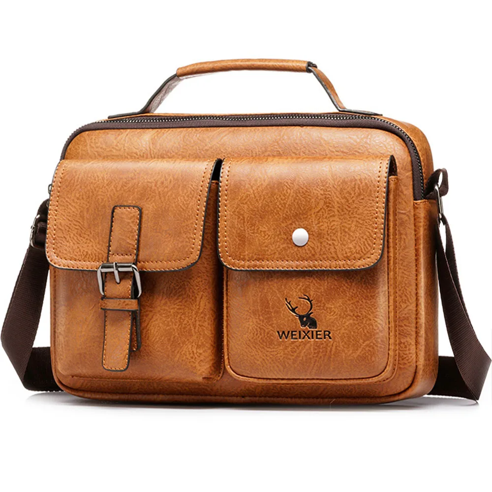 PU Leather Shoulder Bag Retro Men's Bag Leather Handbag Crossbody Bag Messenger Bag Stylish Briefcase Casual Satchel Handbag