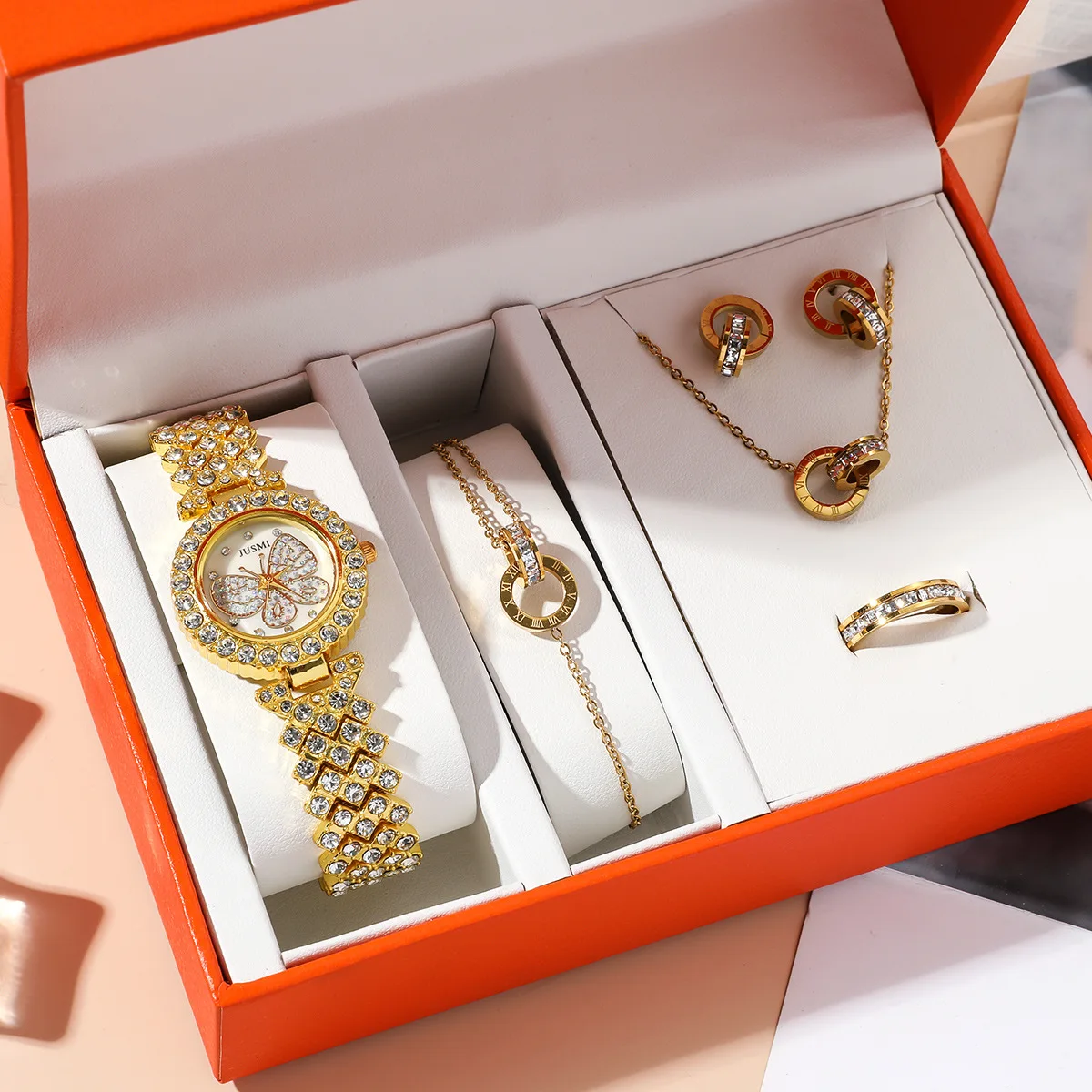 5PCS High end Fashion Women's Full CZ Watch Gift Jewelry Set Commemorative Festivals Gift Gifts Best Choice