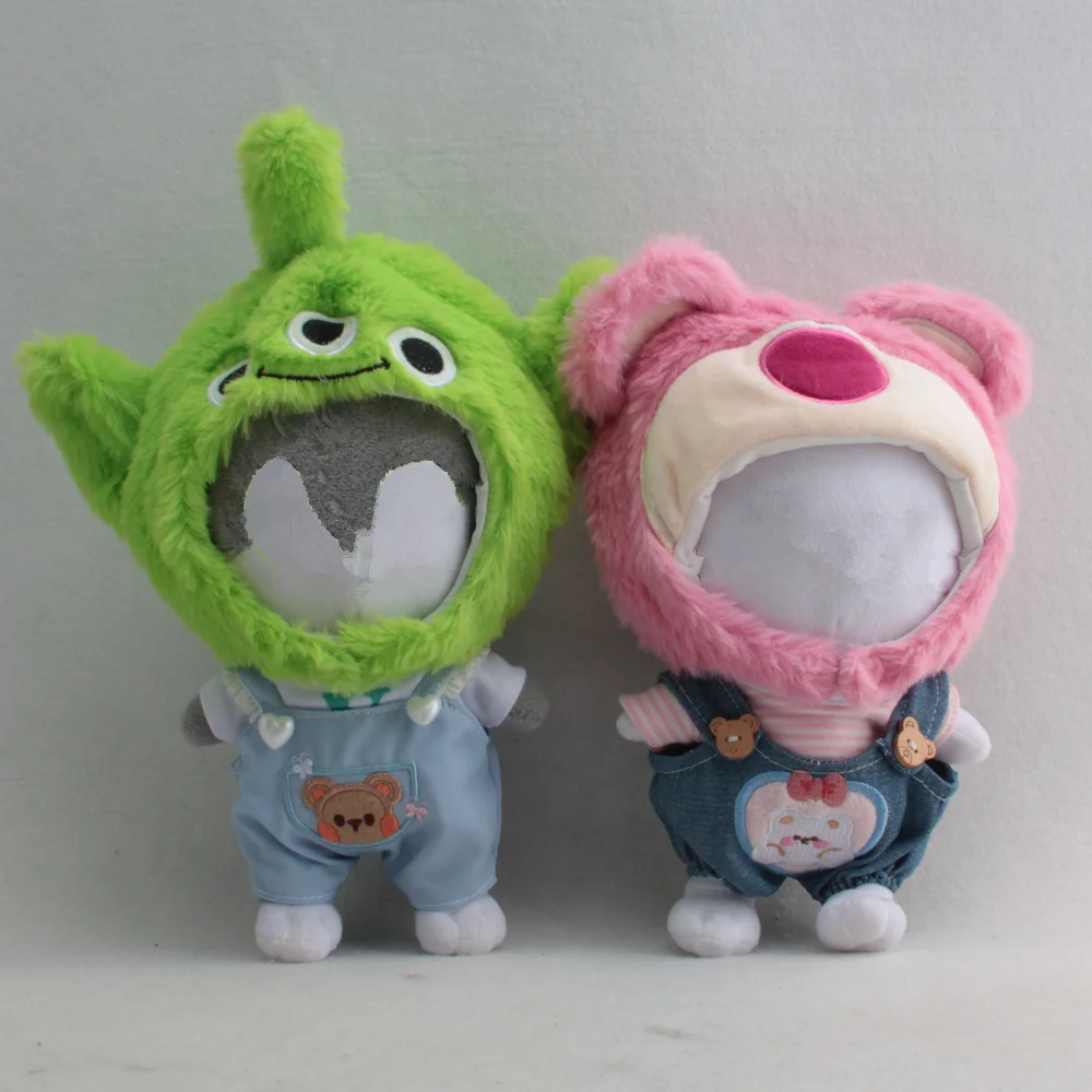 

20cm Doll Clothes Mini Cute Animal Bear Winter Plush Hat +T-Shirt +Overalls Stray Kid Doll Accessories Gift Toy