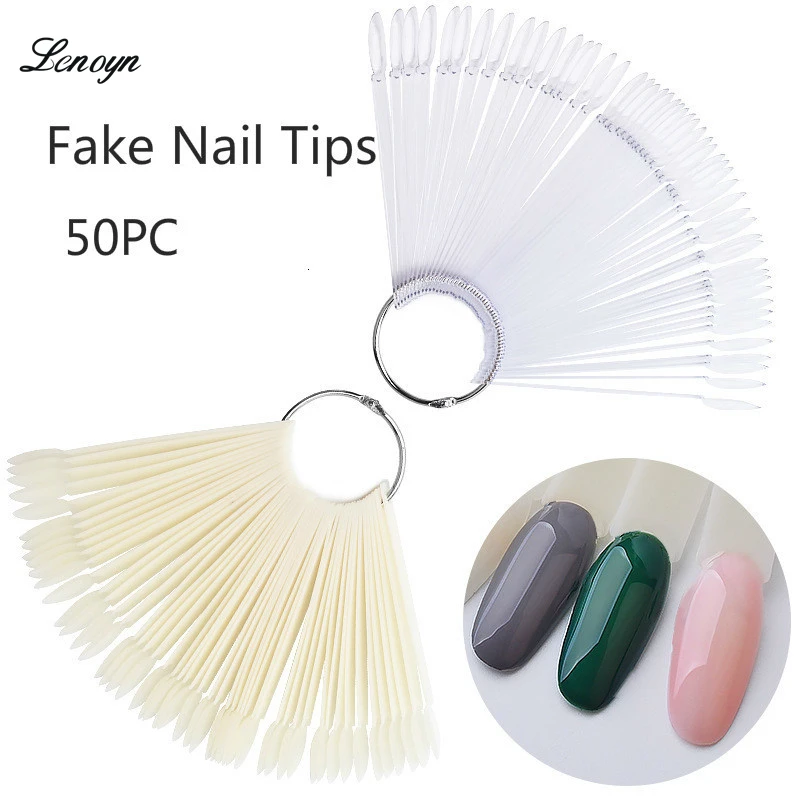 

1Set False Nail Tool Tips Fan Nature Art Round Full Cover Display Practice Tools Fake Nails Manicure Acrylic UV Gel Polish Board