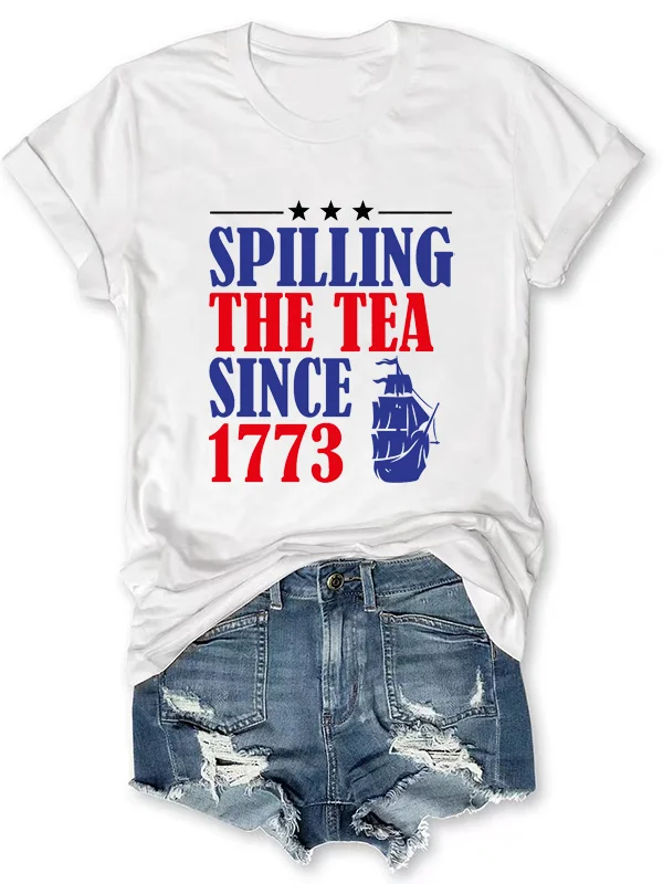 

Винтажные модные футболки с надписью «проливать чай» с 1773 года для пары, женская футболка в европейском стиле, подходящие Семейные привлекательные Топы