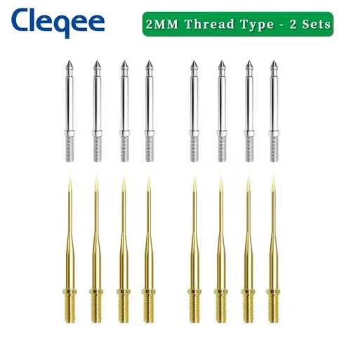 Cleqee P8003.1 1 мм/2 мм Сменные иглы, штифты с ниткой или без нитки, набор тестовых щупов, острые иглы с позолоченным покрытием 1 мм и толщиной 2 мм