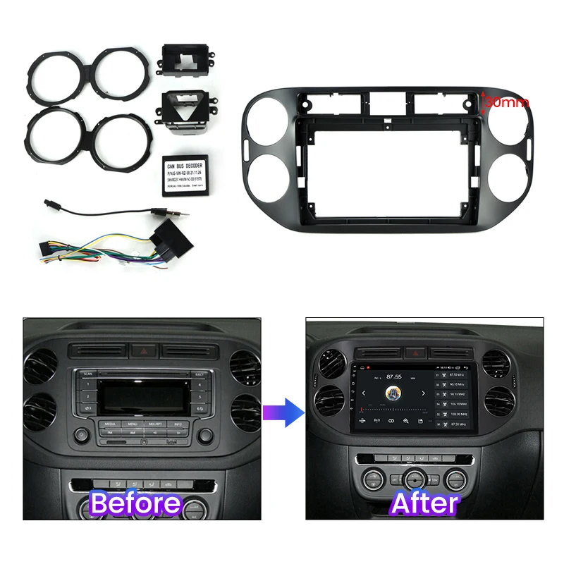 2 Din Автомобильный радиокабель рамка для VW Volkswagen Tiguan 1 NF 2006 - 2016 Fascia Dash Kit DVD Радио