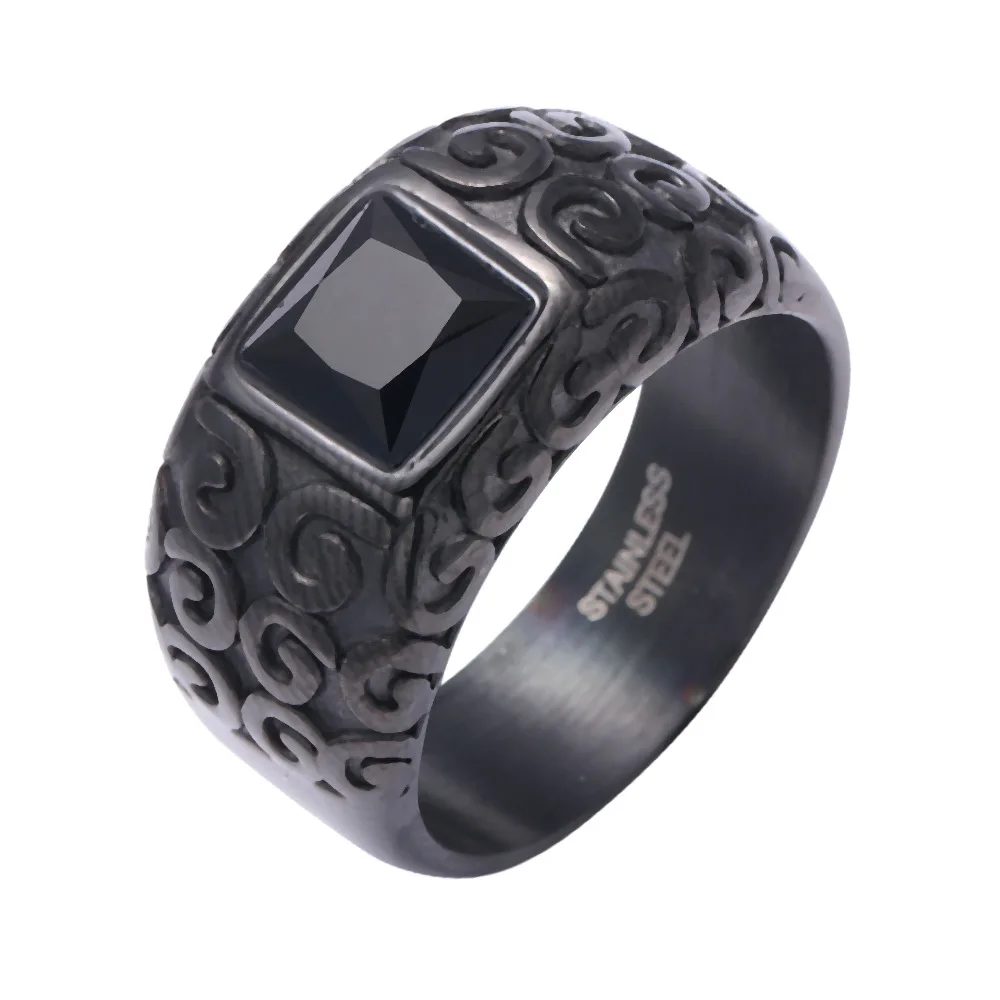 

Vintage Style Sapphire Zircon Crystal Black Men Punk Fashion Jewelry Wedding Engagement Band Rings