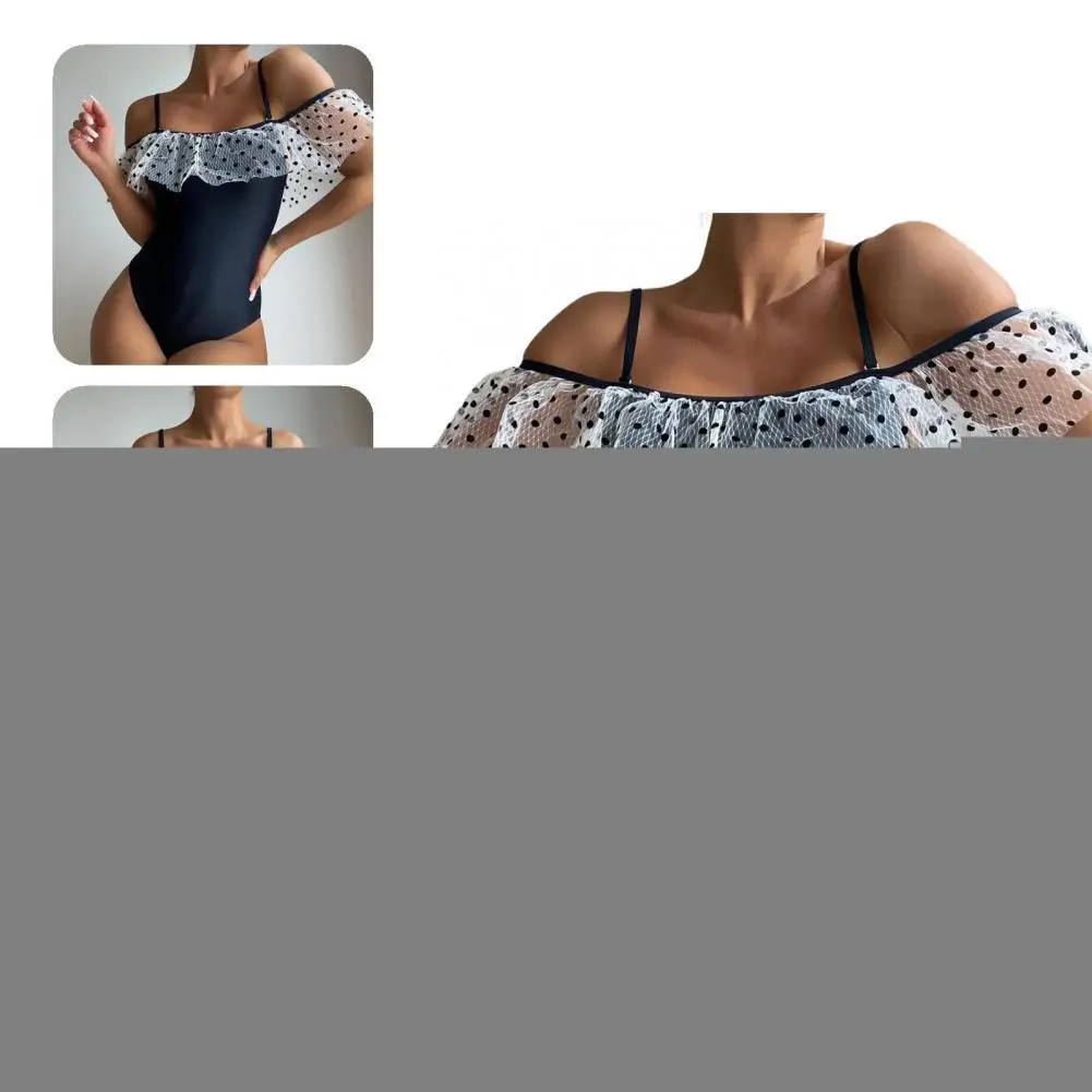

Popular Women Bikini Mesh Patchwork Sexy Slim-fitting Spaghetti Straps Swimsuit