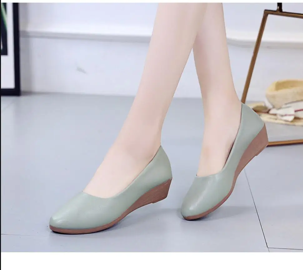 Fashion Flats Shoes Woman Spring Autumn Metal Buckle Bow Flats Lady Fall Shoes Ballerina Dress wedge round toe work shoes