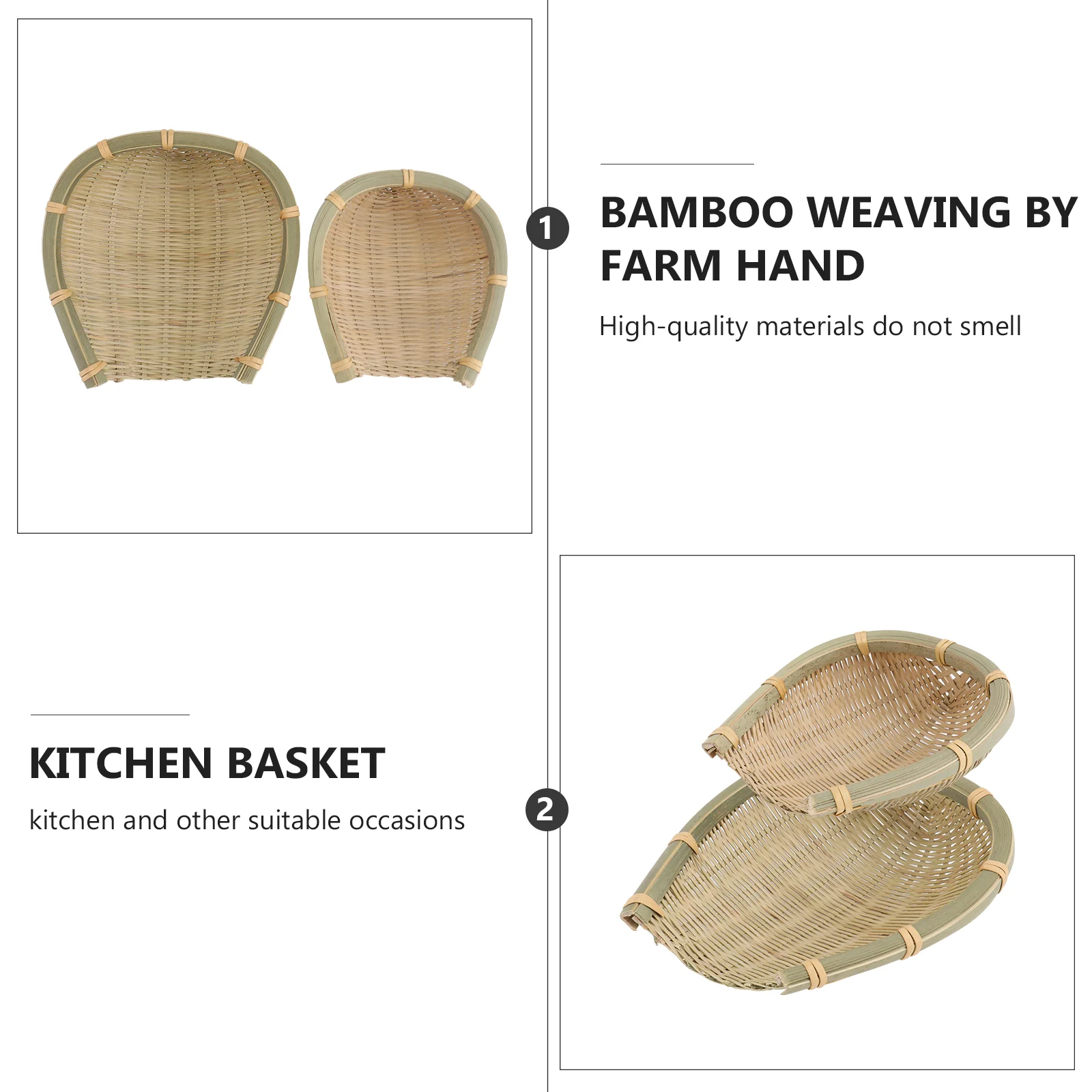 2 шт. круглая бамбуковая плетеная корзина ручной работы для пикника 14x14 см