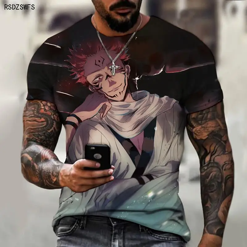 2021 New Summer Spells Return to Battle 3D Printing Anime Harajuku Men's Oversized T-shirt 5XL Loose and Breathable images - 4