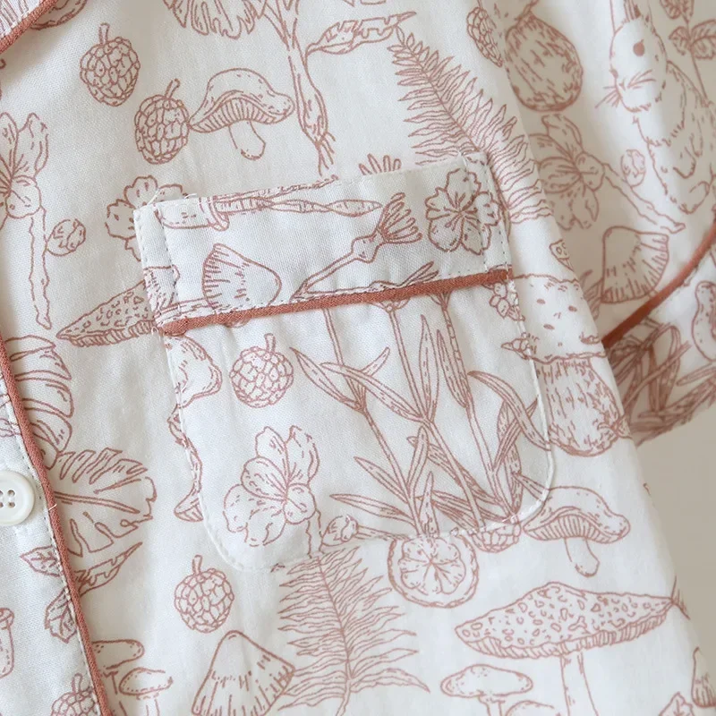 Двухслойная газовая дышащая Пижама хлопковая модная мягкая Домашняя одежда с