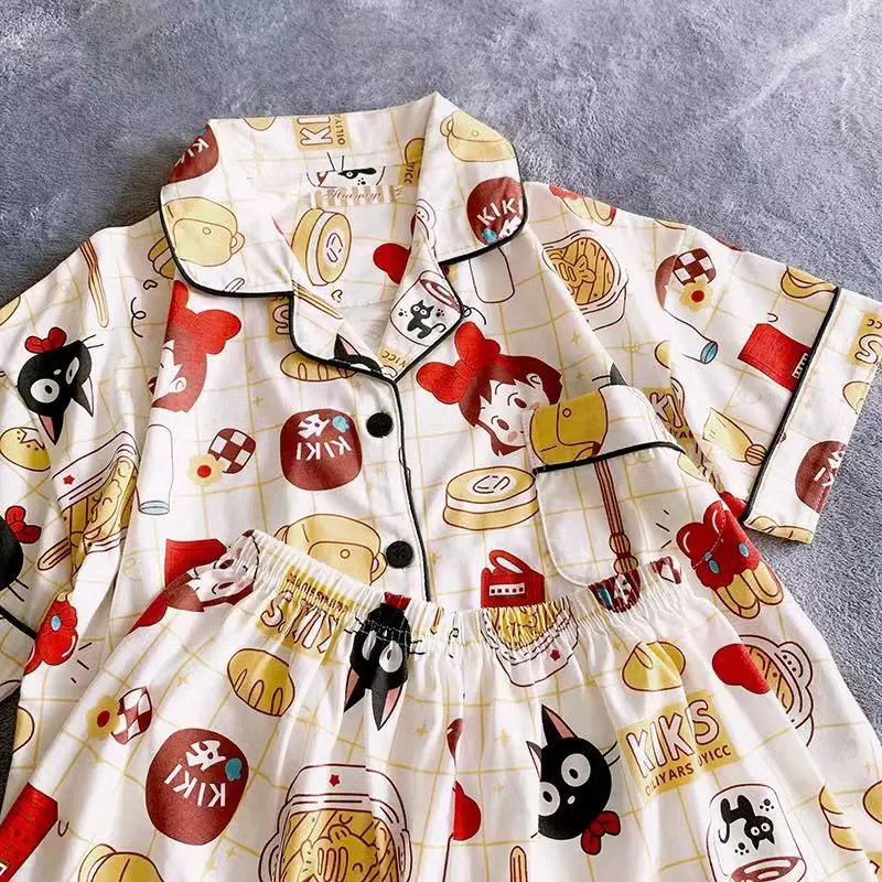 Woman Summer Cute Pijama Roomwear Japanese Style Kawaii Nightgowns Kiki Delivery Pajamas Set for Ladies Girls Party Costume Pjs