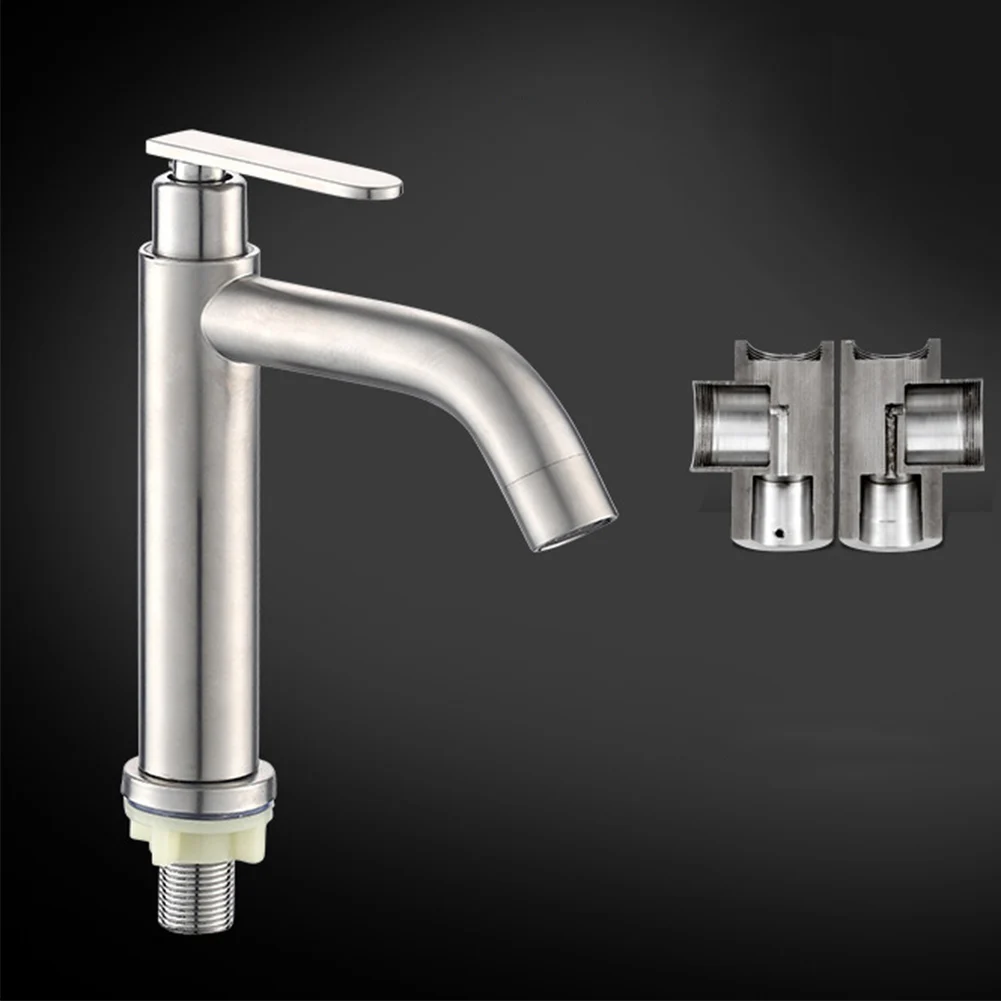 

Wash Useful Basin Faucet Water Tap Stainless Steel Mixer Elegant Modern Sink Toilet Deck Mounted Single Cold Kitchen Handle