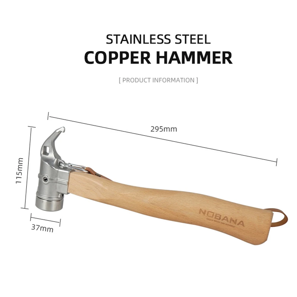 

Brand New Camping Hammer Nail Puller Silver+wood Stainless Stainless Steel