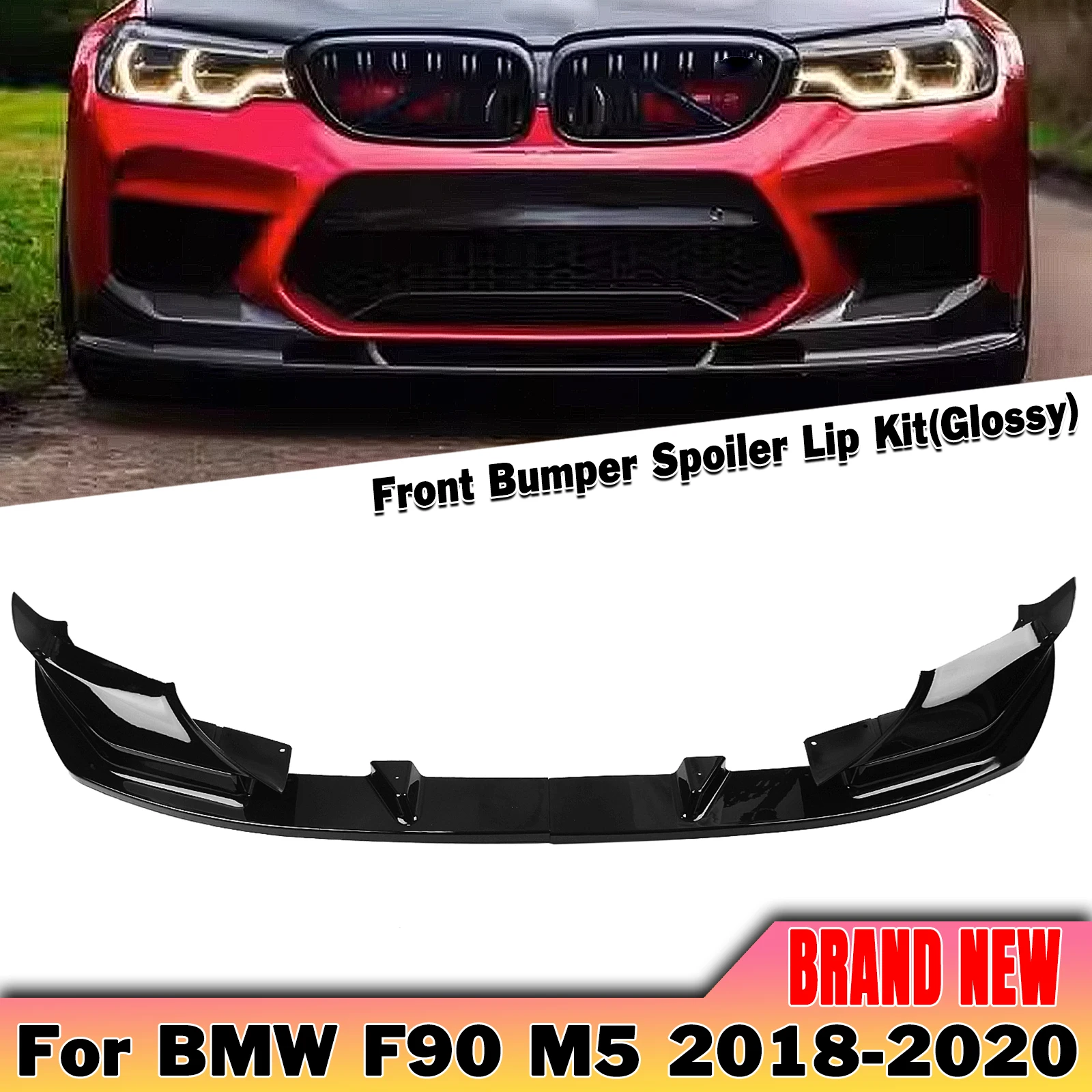 Для BMW F90 M5 конкурс 2018 2019 2020 передний бампер спойлер губа из углеродного волокна внешний вид/Блеск черный нижний сплиттер лезвие Корпус Комплект