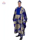 Комплект из 3 предметов, Африканский принт, воск, длинное мужское свободное женское платье рубашка и брюки, шляпа Дашики, традиционная африканская мужская одежда размера плюс, WYN1312