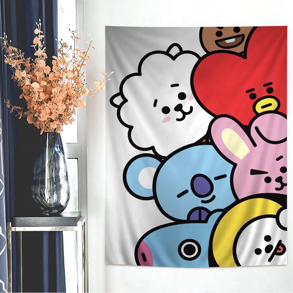 Милый гобелен с диаграммой B-BT21 для гостиной домашнего декора в общежитии