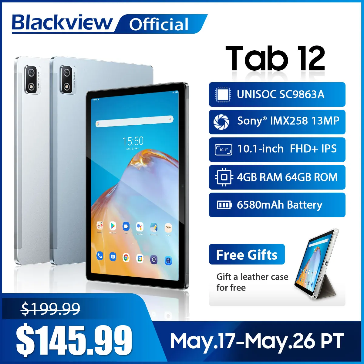 Планшет Blackview Tab 12 на Android 11 восемь ядер экран 10 1 дюйма 4 Гб + 64 ГБ |
