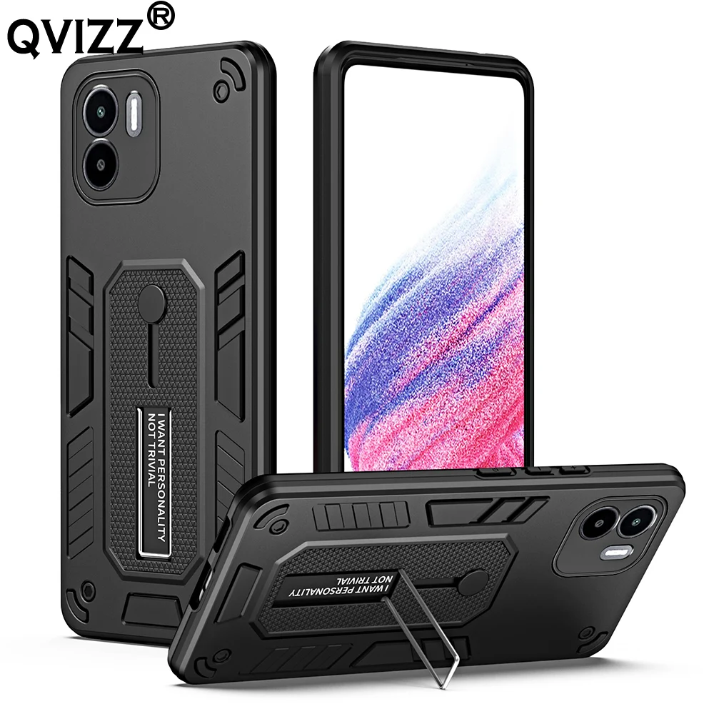 

Invisible Bracket Case for Xiaomi Redmi A1 Luxury Finger Ring Buckle Holder Armor Shockproof Soft Edges Hard Phone Cover RedmiA1