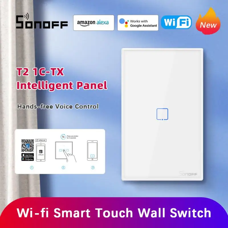 

SONOFF T2/ T3 EU/ UK/ US Wifi/ RF Smart Wall Touch Switch 1/2/3 Gang Remote Control Wifi Light Switches For Alexa Google Home