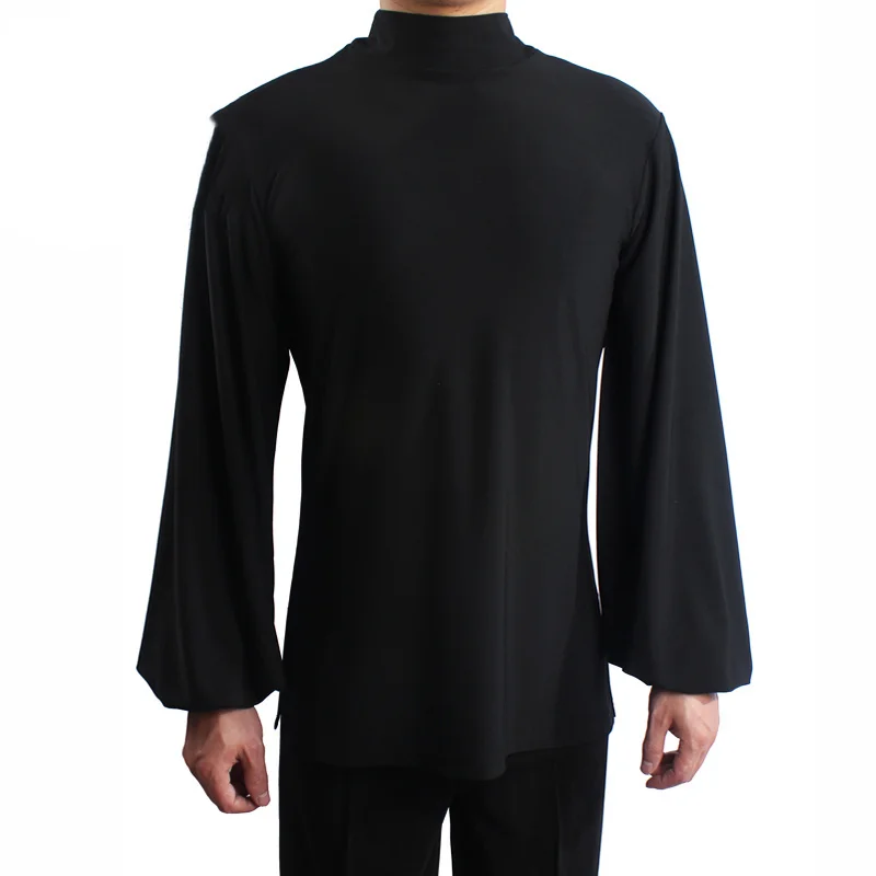 

Latin Dance Shirts Men Black Long Sleeve High Collar Dancing Top Rumba Practice Performance Wear Clothes