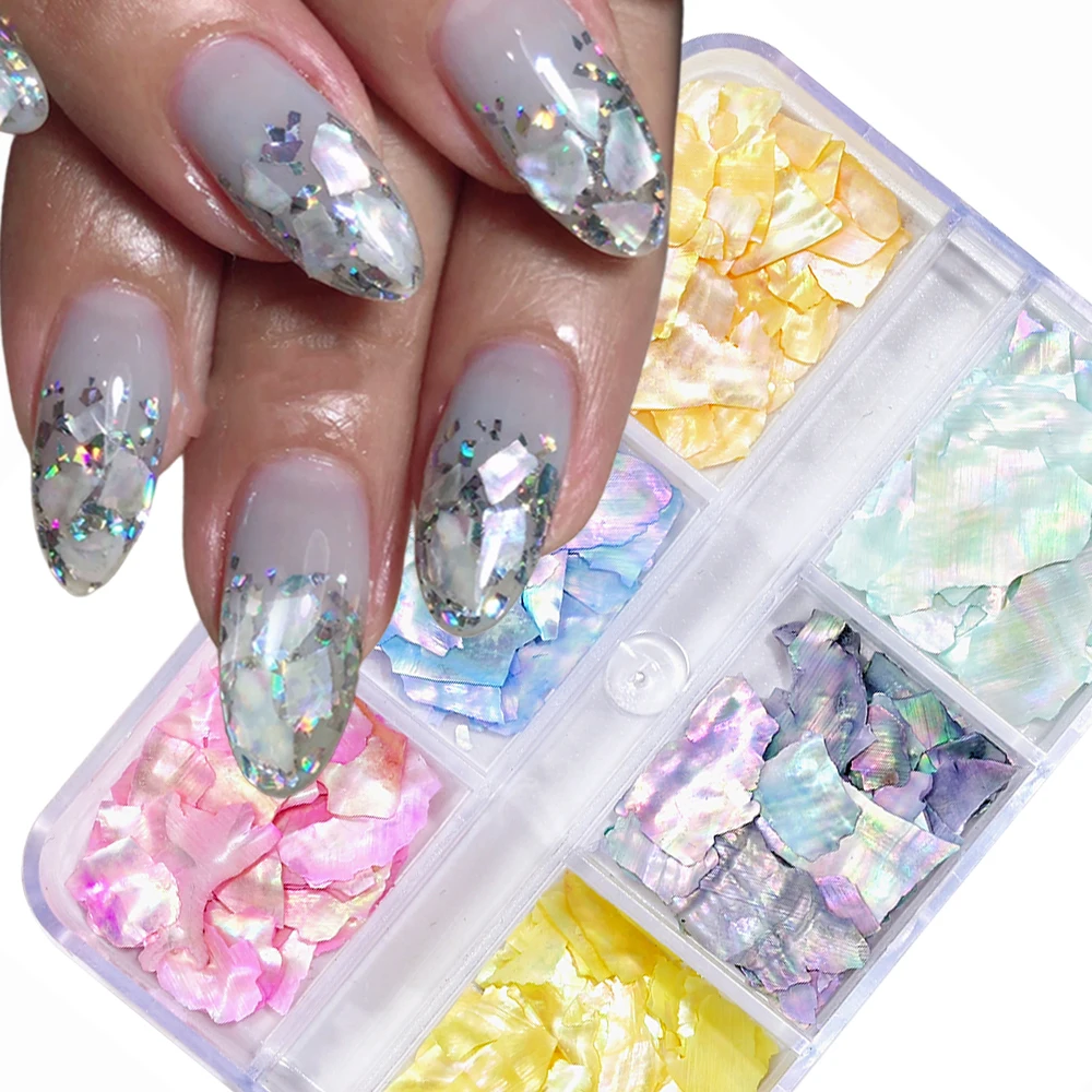 Хлопья Макарон с морскими ракушками 6 ячеек блестящие Асимметричные фрагменты