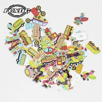 50pcs painted cartoon airplane wooden decorative buttons for crafts handmade diy scrapbooking buttons accessories for handbags