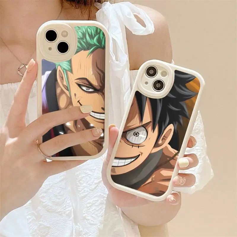 Купи Anime One Piece Luffy Roronoa Zoro Toys Phone Case For iPhone 14 Plus 13 12 11 Pro Max Mini X XS XR Soft Silicone White Cover за 120 рублей в магазине AliExpress