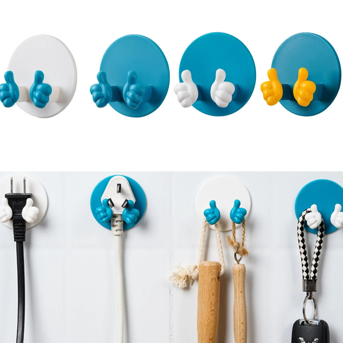 

Thumb Wall Hook Adhesive Cable Clip Key Hook Wall Hangers Desktop Organizer Holder for Earphone Desk Wire Cable