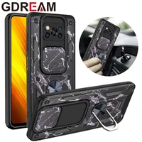 shockproof armor phone case for xiaomi poco x3 x3nfc magnetic ring bracket push window camo protective cover for poco x3pro f3