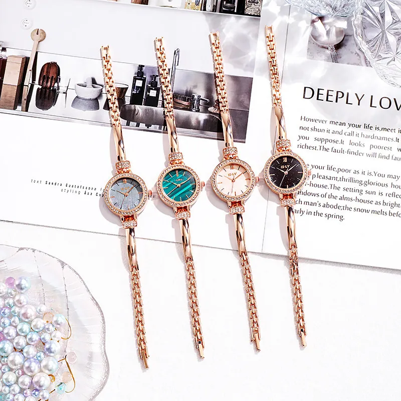 New Korean Edition Trendy Diamond Embedding Fashion Business Four Piece Set Women's Versatile Quartz Watch