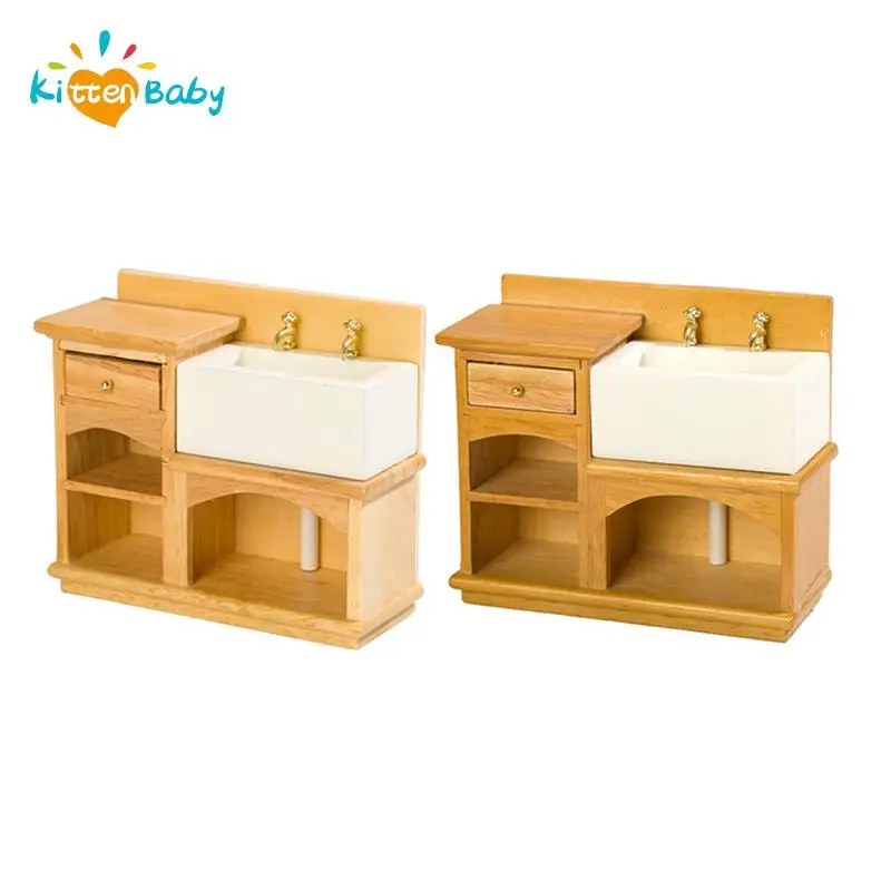 

Умывальник для кукольного домика, раковина с двойной раковиной, аксессуары для миниатюрного кукольного домика, миниатюрная модель мебели для украшения кукольного домика