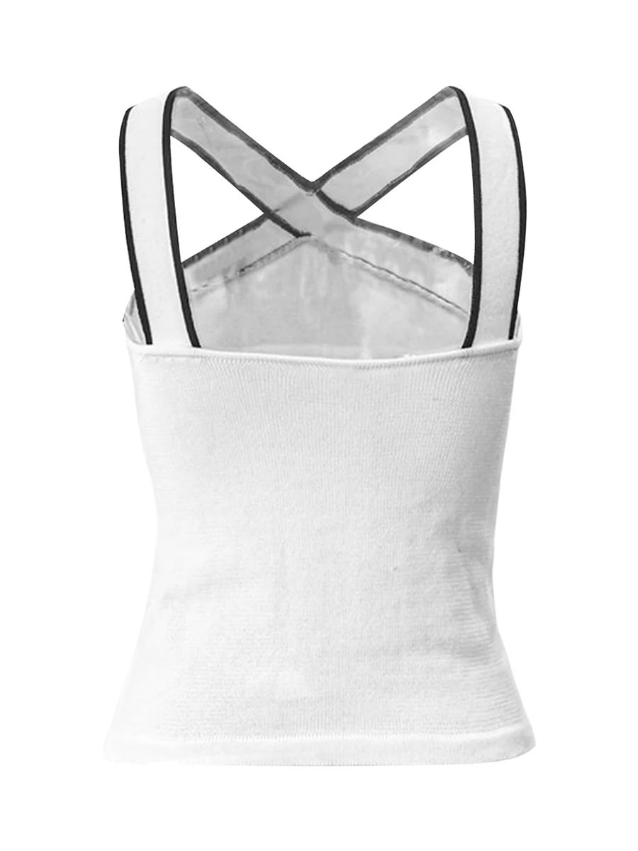 

Women Criss Cross Halter Top Sleeveless Rib Knitted Slim Fit Tank Top Casual Cropped Vest Top Going Out Cami Top