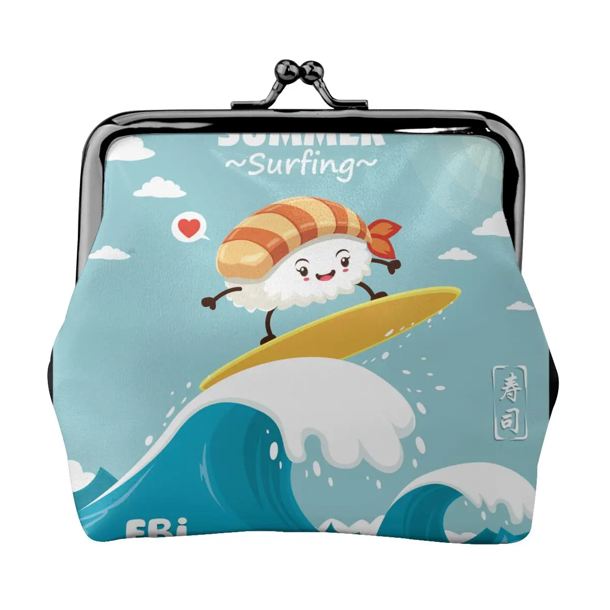 

Small Wallet Women Mini Printing Coin Purses Hasp Cash Card Handbags Clutch Money Change Bag Vintage Sushi Poster