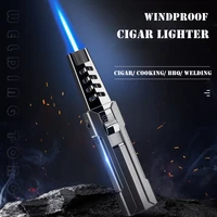 2022 metal windproof jet flame cigar lighter spray gun inflatable butane gas outdoor camping bbq kitchen cooking torch lighter