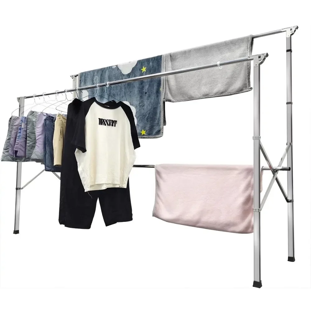 

AEDILYS H-Type Metal Clothes Drying Rack, 95 in Extended Length, Foldable Design - Sturdy & Space-Saving, Hangers for Clothes