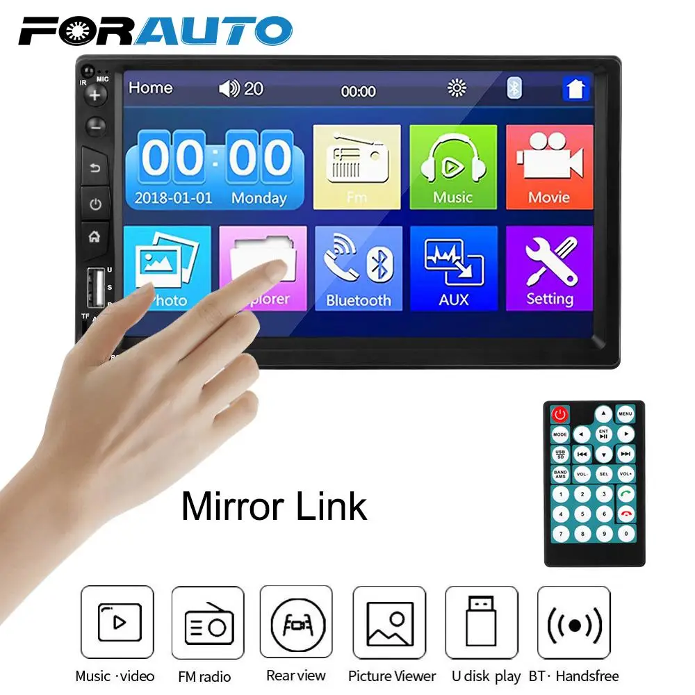 

Car Radio TF USB FM Receiver Multimedia Video MP5 Player Touch Screen Bluetooth Mirror Link 7 Inch Universal 2Din