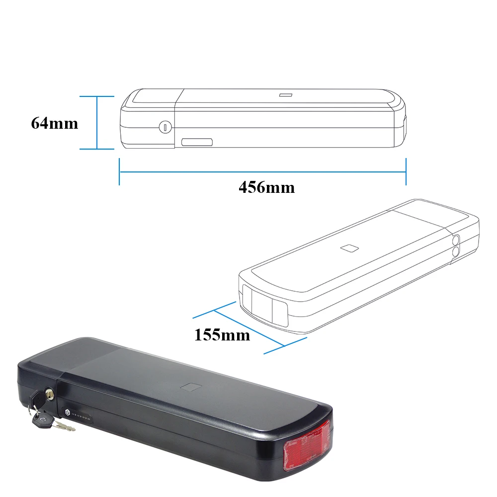 Фото Аккумулятор ECLIO Rear pack 48V литий-ионный для электровелосипеда 16AH 17.5AH 20AH для ECLIO Otium 2 City Cruiser, замена для C02 Electric Bike. №5