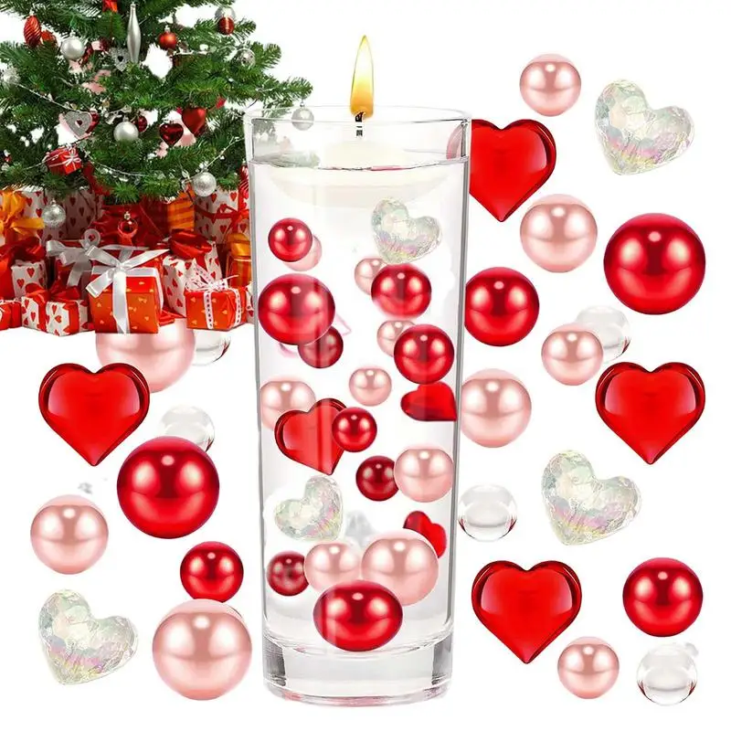 

Valentine Vase Filler | Red Pink Heart Valentine's Day DIY Floating Vase Filler Kit | 6000 Clear Water Beads for Christm